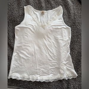 Faded Glory top, tank top, color white, stretch, lace trim, size XL